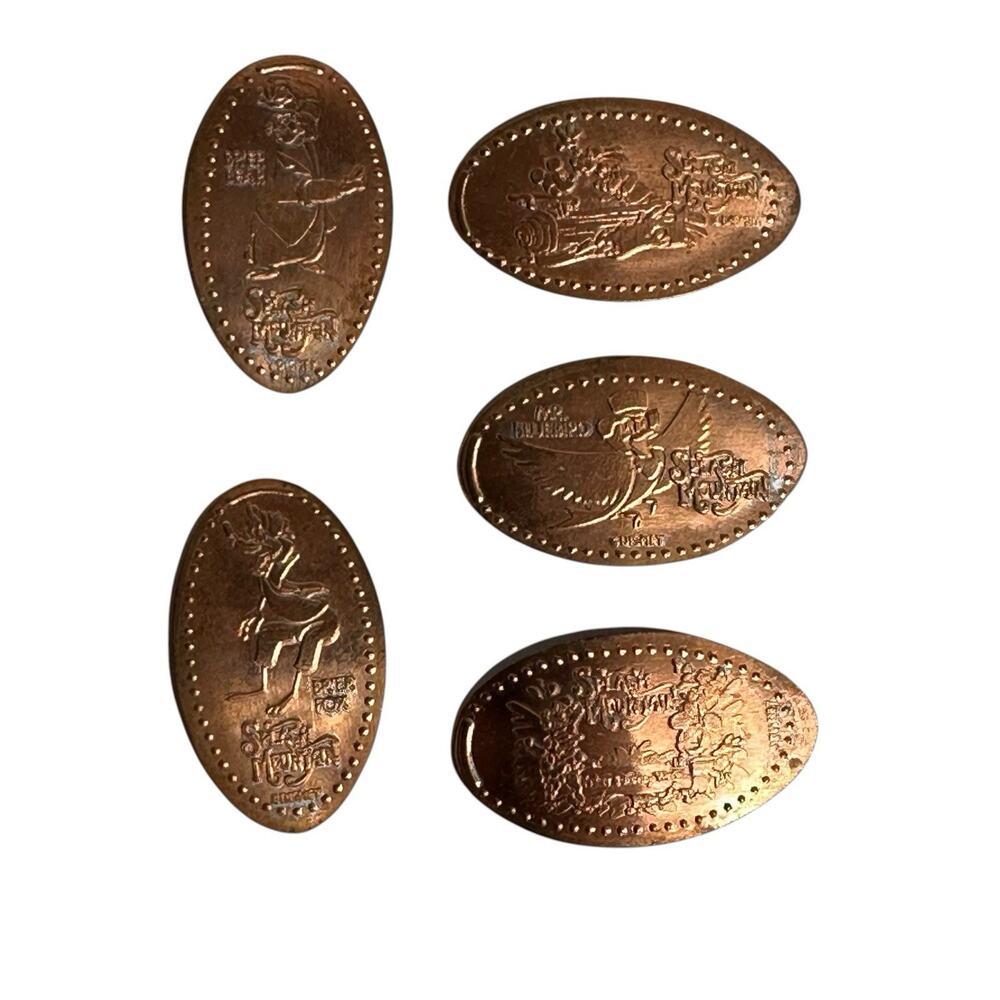 Disney World Splash Mountain Pressed Pennies Magic Kingdom Penny Press Lot of 5